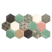 zold bezs fekete szines modern mintas vegyes szin kismeretu hexa hatszogletu csempe paneles falburkolat konyha furdoszoba wellness.jpg